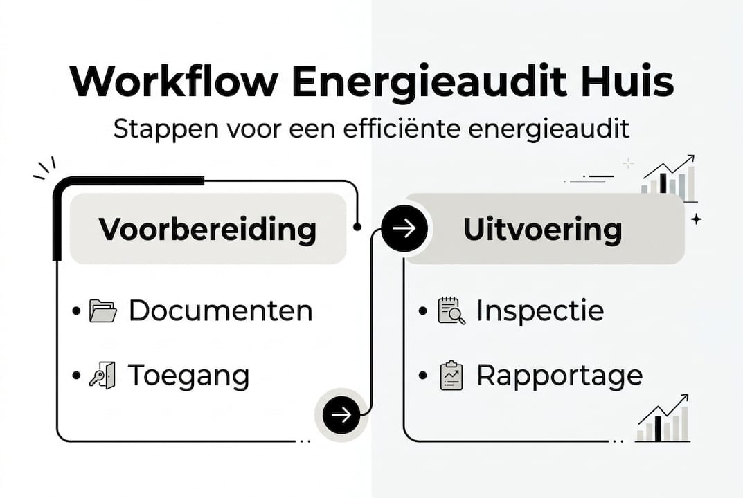 Infographic met hoofdpunten workflow energieaudit