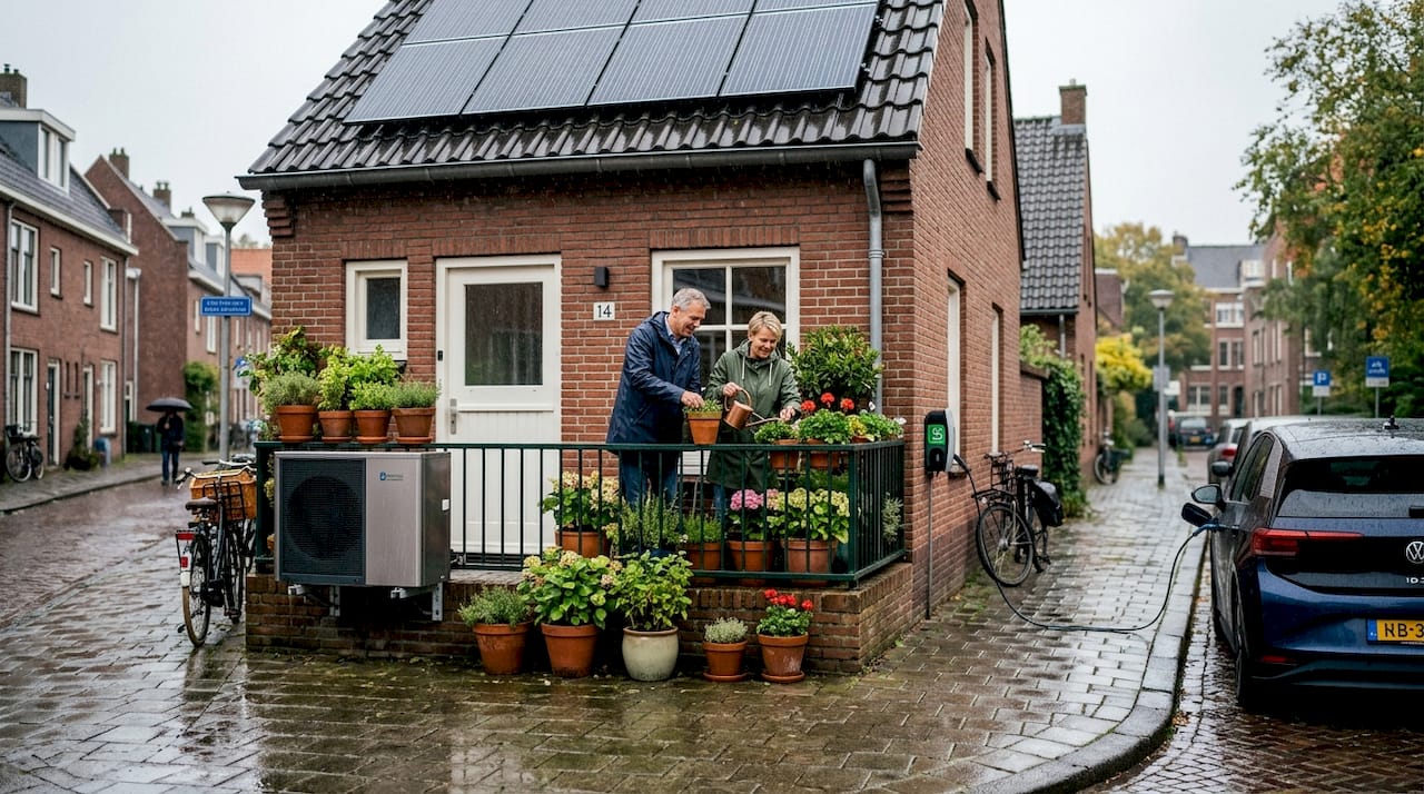 European townhouse with solar and heat pump