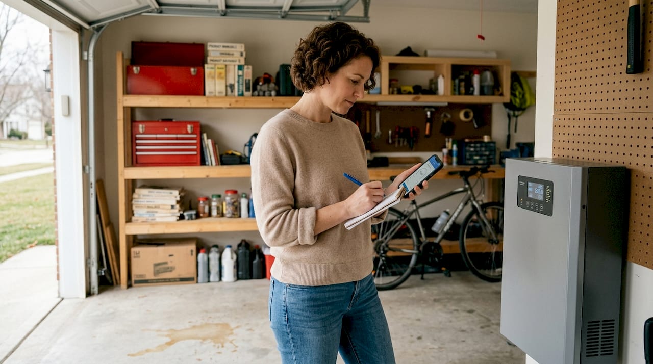 Homeowner using battery storage system app