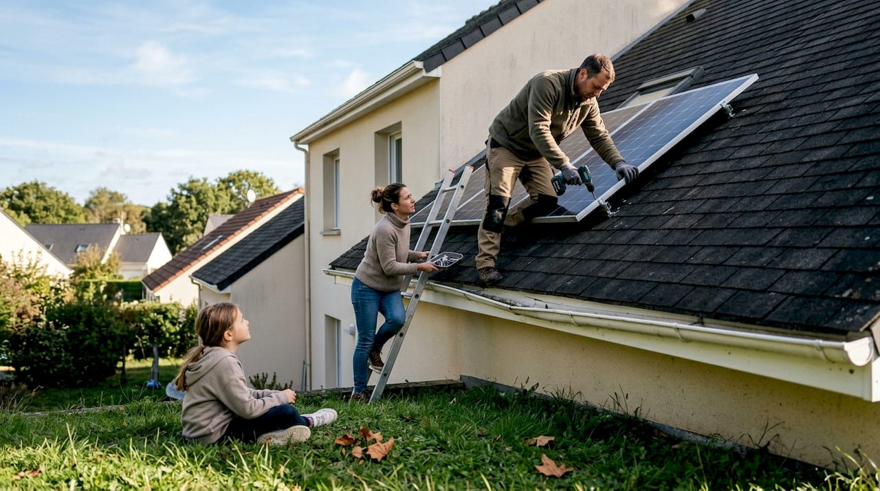 Une famille décide d’équiper sa maison de panneaux solaires pour produire sa propre énergie.