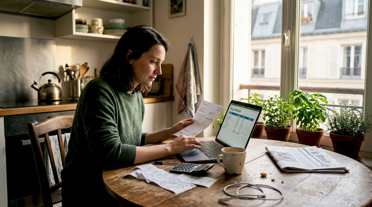 Une femme surveille attentivement les dépenses énergétiques de son foyer.