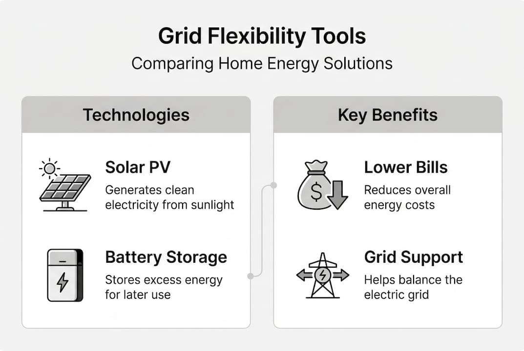 Infographic comparing home grid flexibility technologies