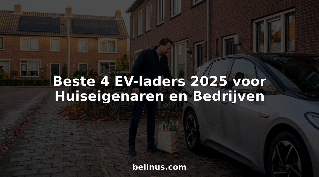 Een huiseigenaar die zijn elektrische auto oplaadt met een laadpaal op de oprit met klinkers.