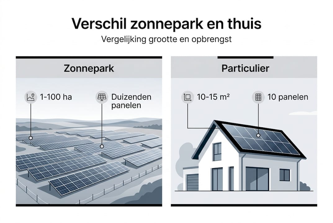 Infographic: Wat is het verschil tussen een zonnepark en zonnepanelen op je eigen dak?
