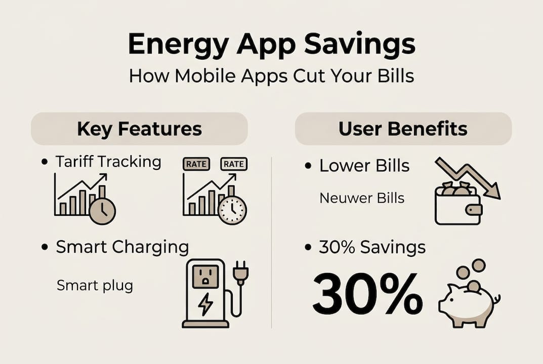 Infographic showing mobile app energy savings