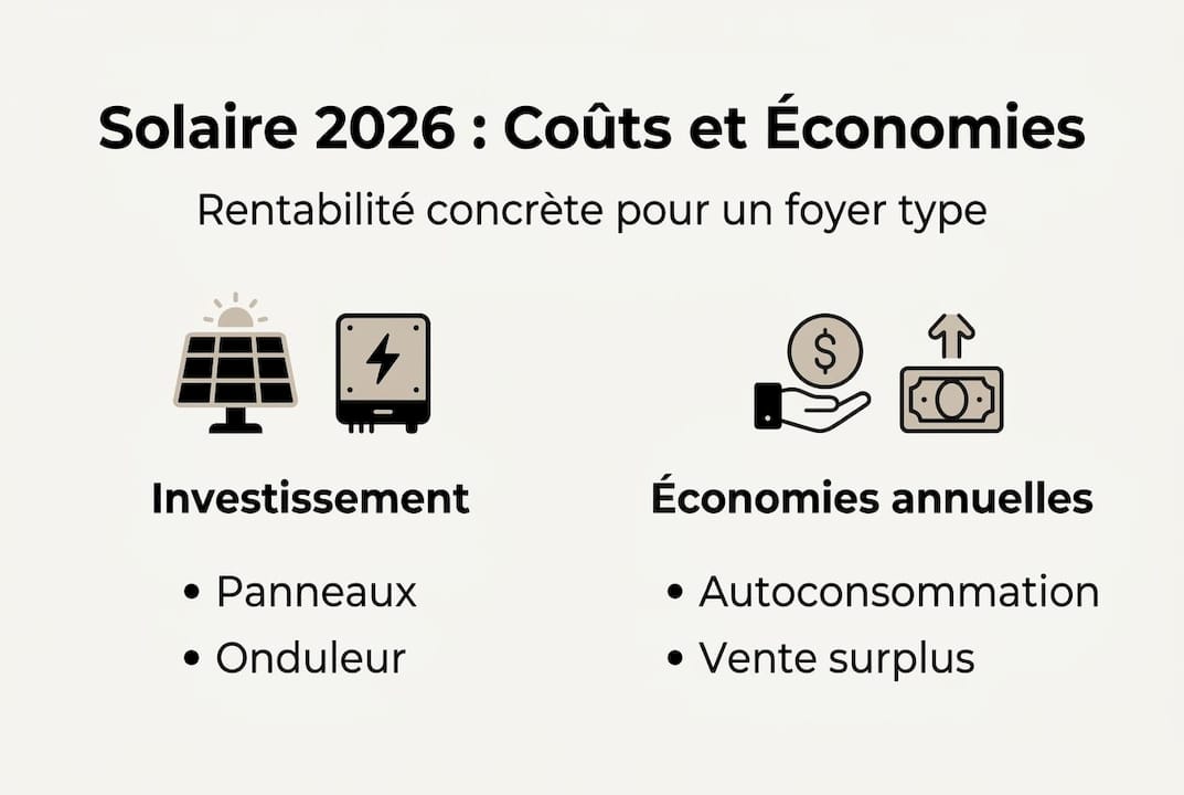 Tout savoir sur les coûts et les économies liés à l'installation de panneaux solaires chez les particuliers en 2026 — infographie