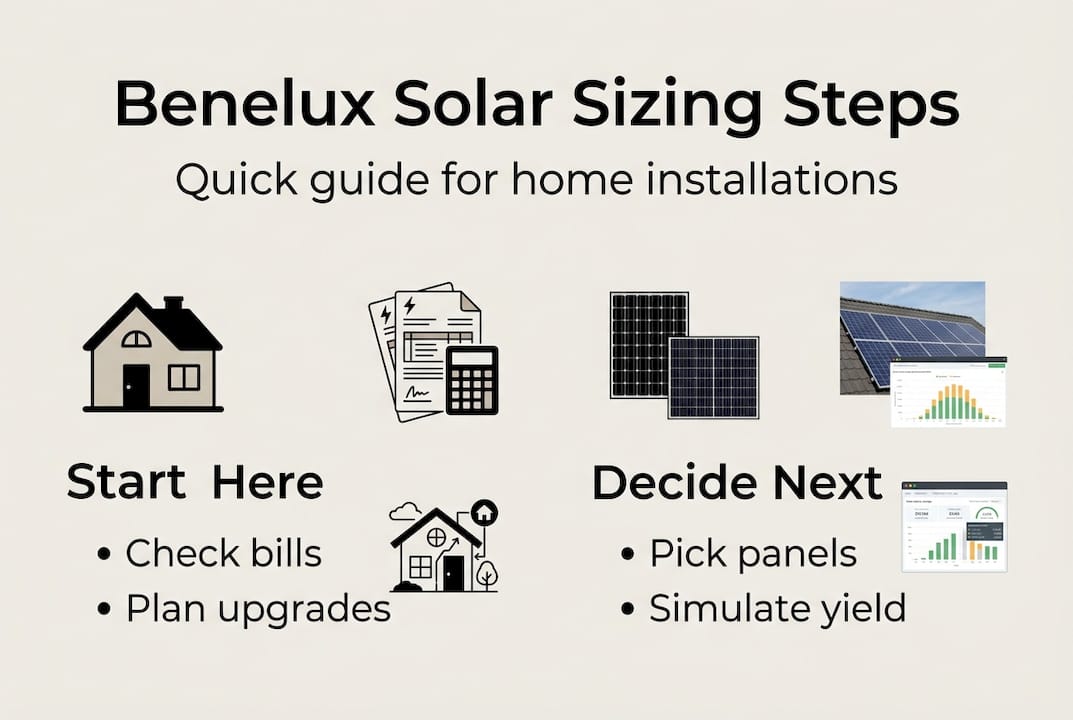 Infographic steps for Benelux solar sizing