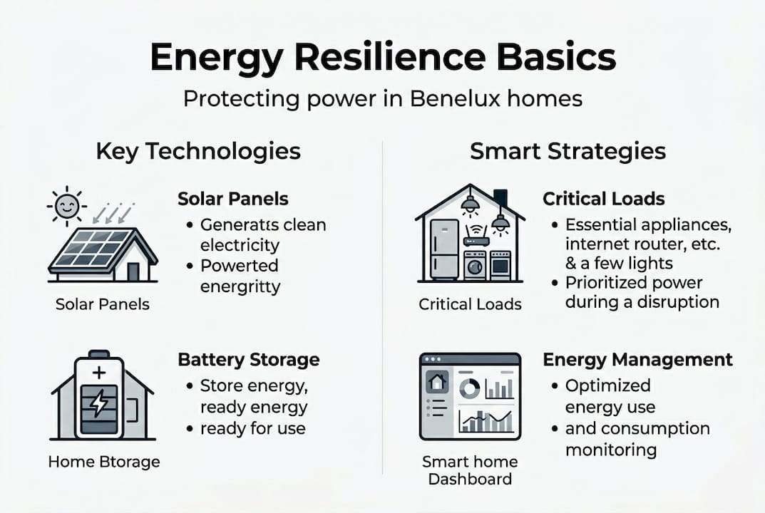 Infographic of energy resiliency basics for Benelux