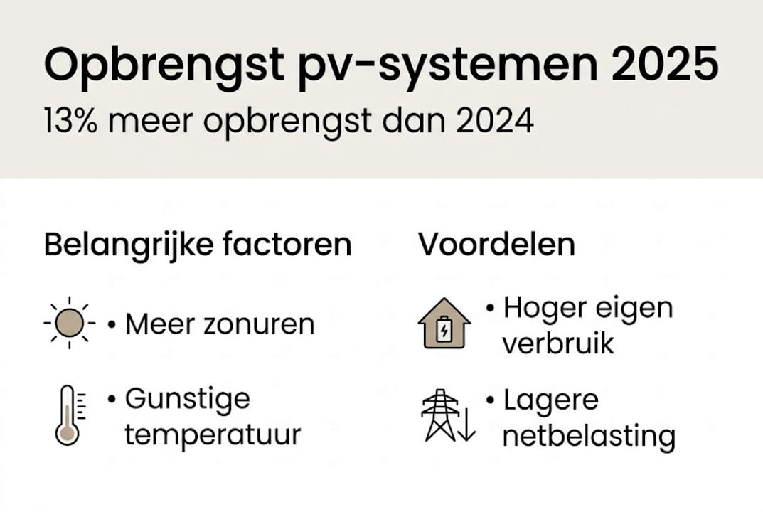 Infographic: opbrengst van zonnepaneelsystemen in 2025 – welke factoren spelen mee?