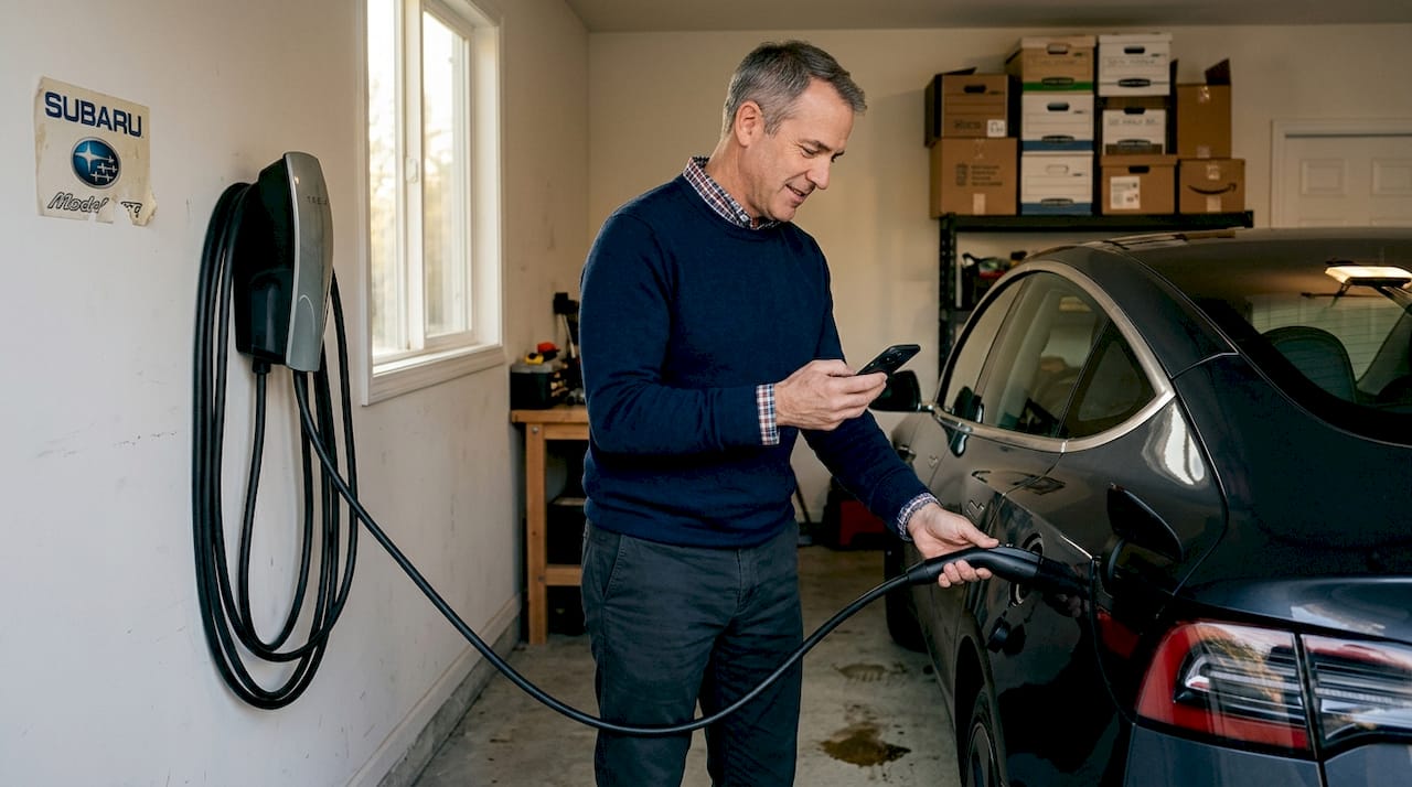Homeowner plugs EV into smart charger