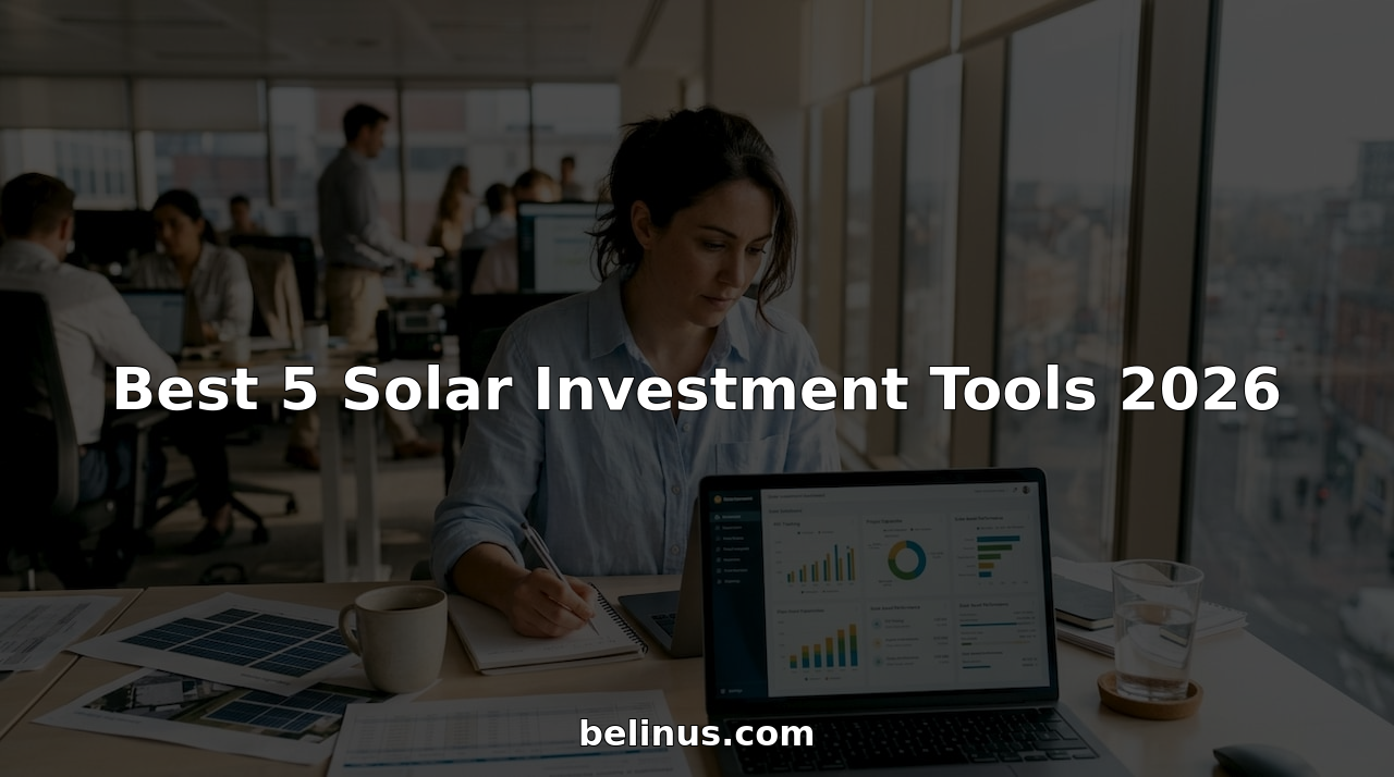 Analyst using solar investment tools at desk
