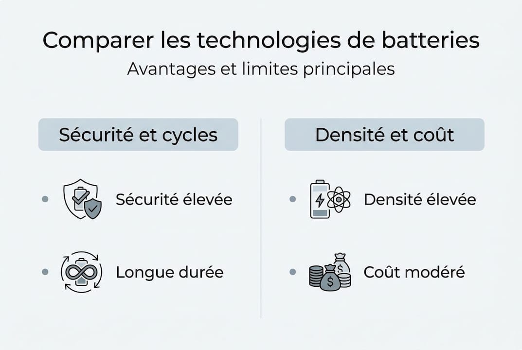 Tableau comparatif des principales technologies de batteries