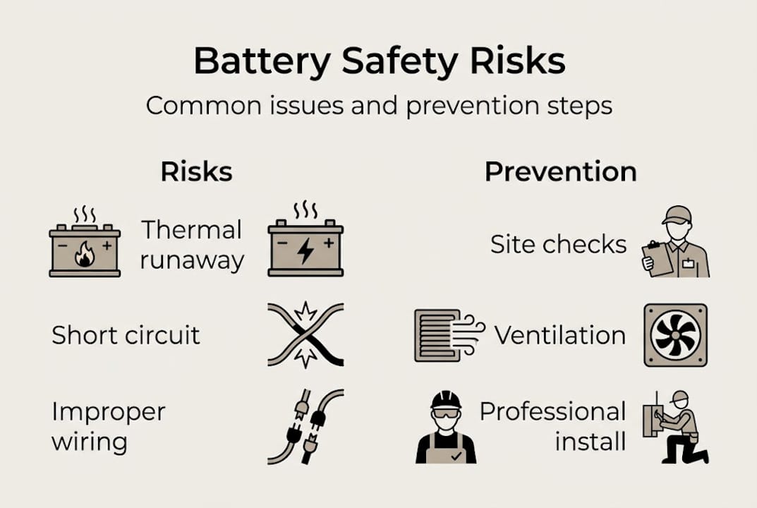 Infographic outlining battery risks and prevention