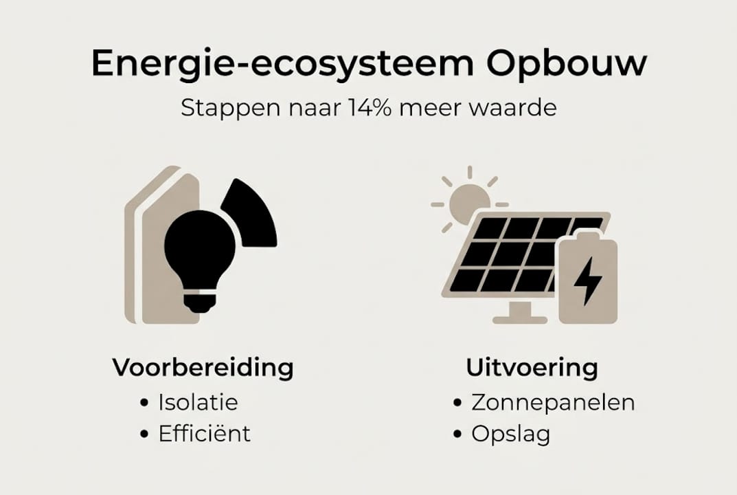 Infographic die de verschillende stappen binnen het energie-ecosysteem helder in beeld brengt