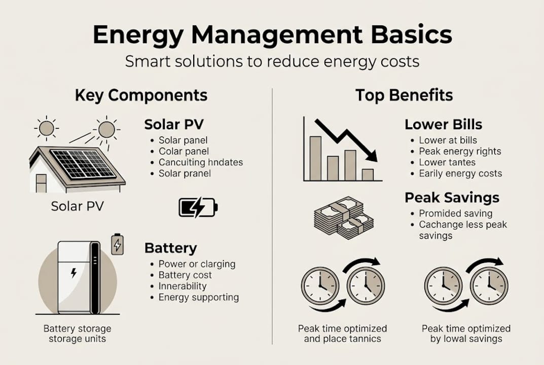 Infographic summarizing energy management essentials