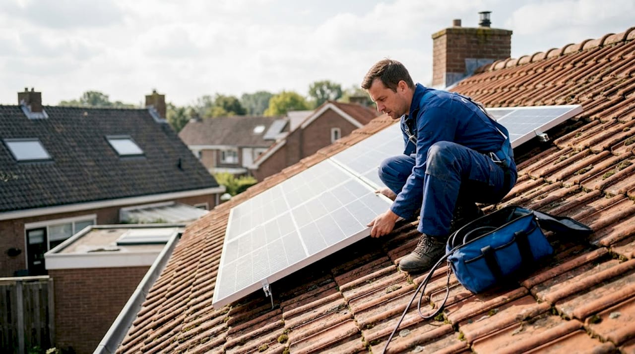 Installation de panneaux solaires par un professionnel sur le toit d’une maison