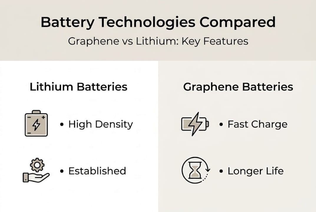 Infographic comparing key battery technology features