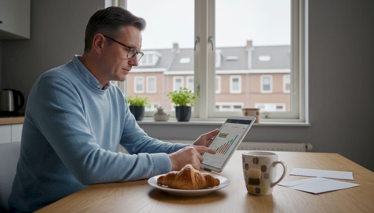 Homeowner checking energy control dashboard