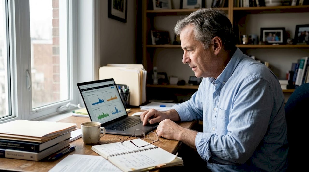 Responsable de l’énergie en train d’étudier les données de consommation