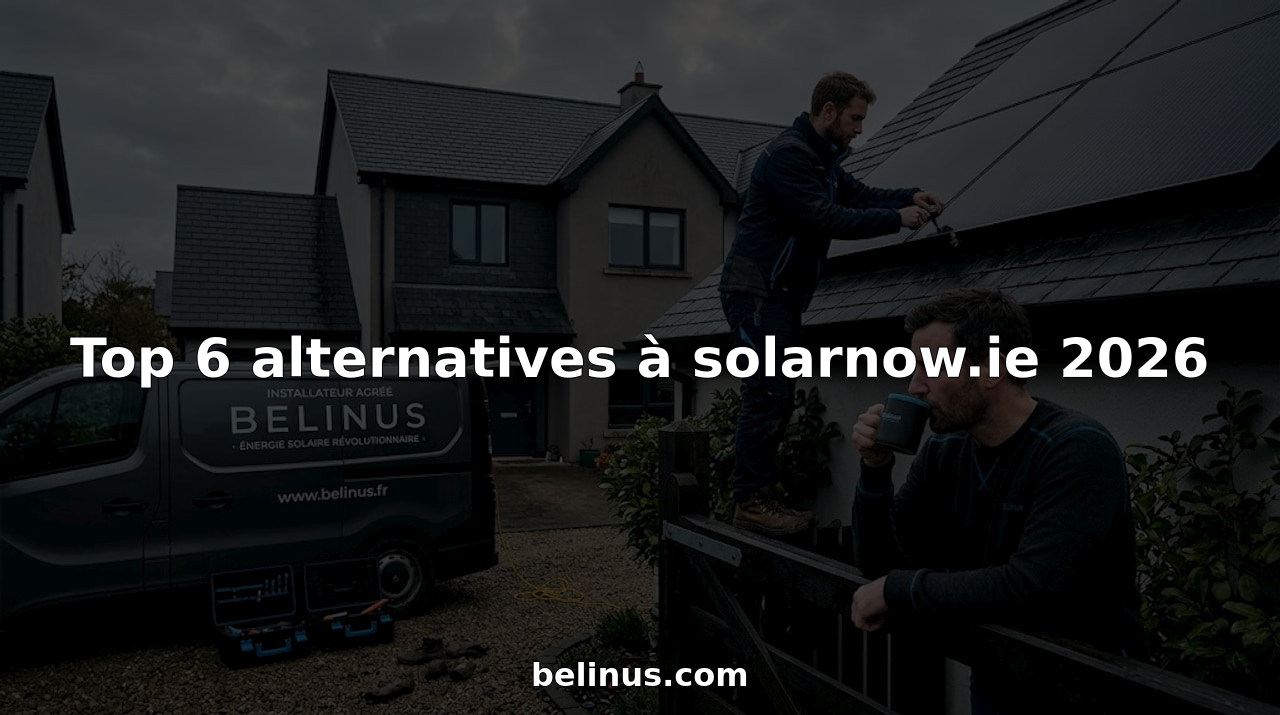 Un technicien installe des panneaux solaires sur le toit d'une maison en Irlande.