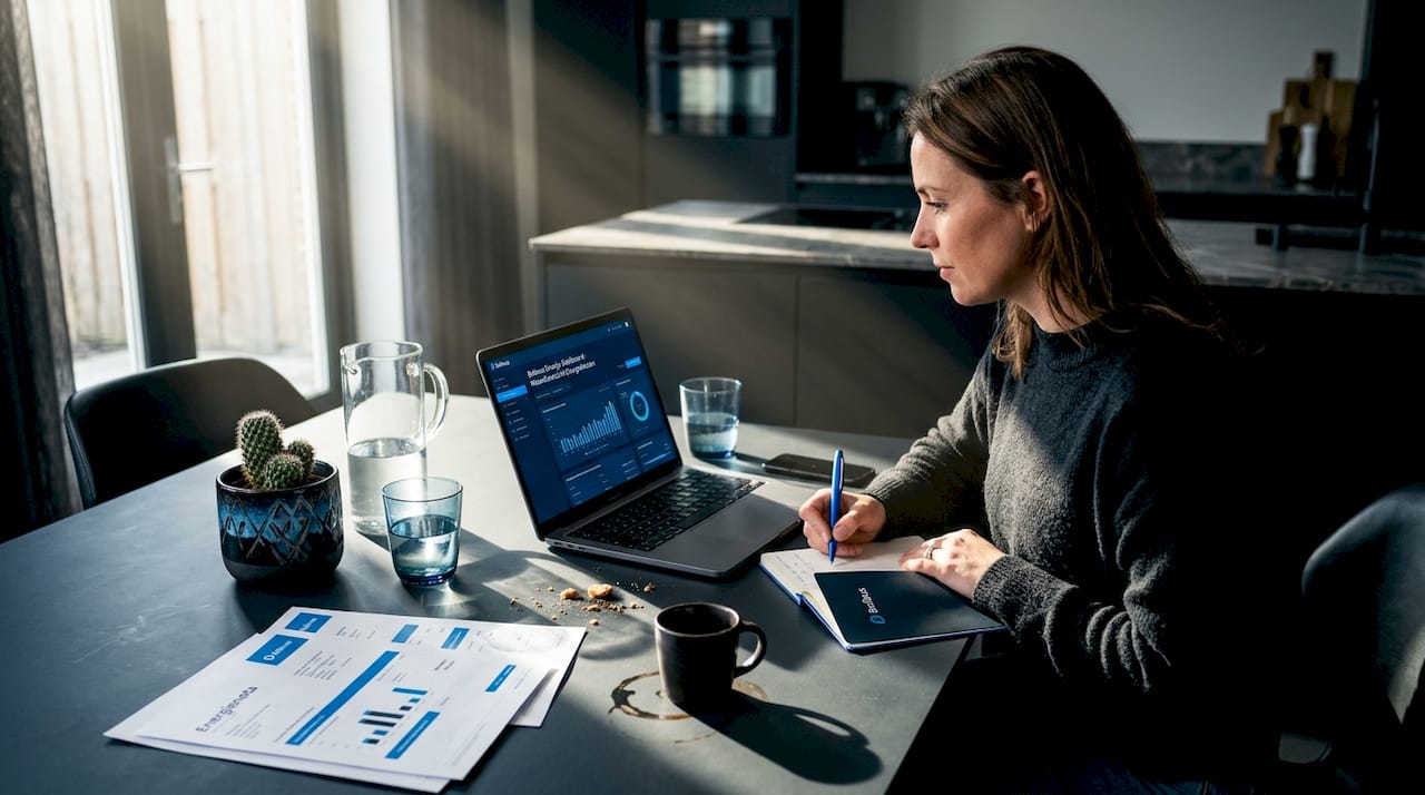 Vrouw rekent uit hoeveel energie ze bespaart met een slimme laadpaal