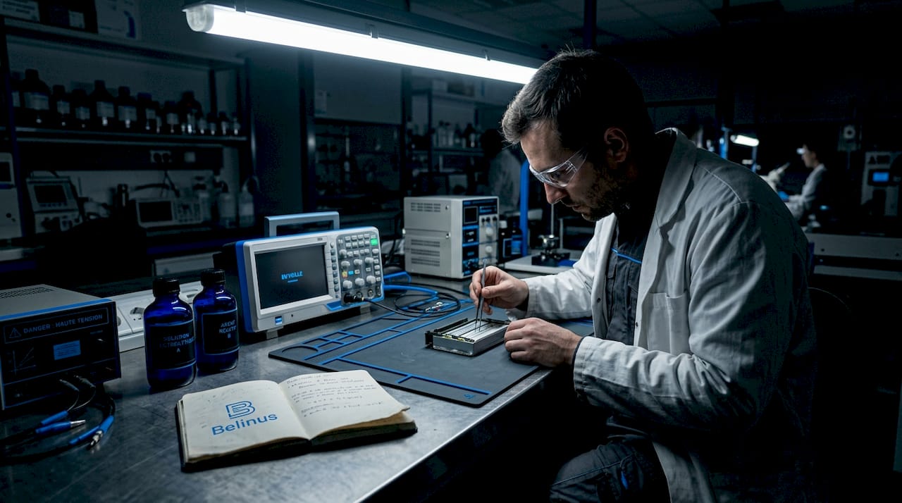 Ingénieur spécialisé dans le développement de batteries lithium en environnement de laboratoire