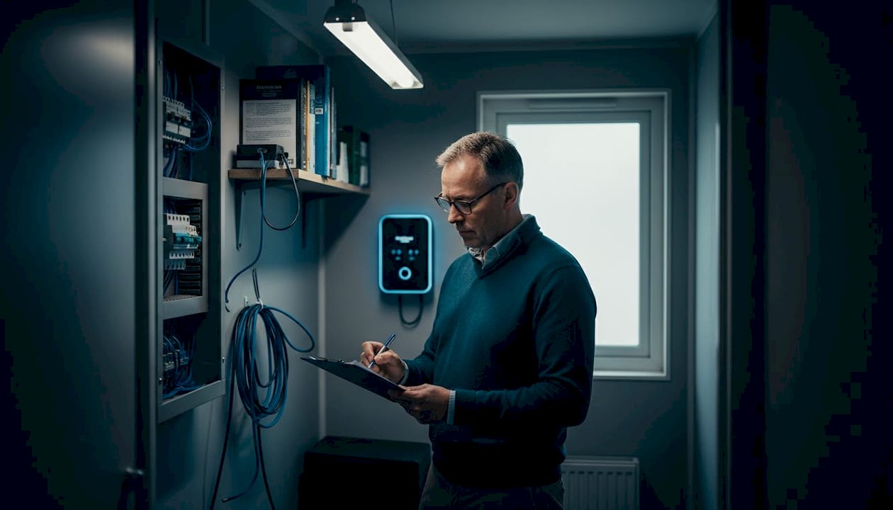 Energy consultant reviewing home audit checklist