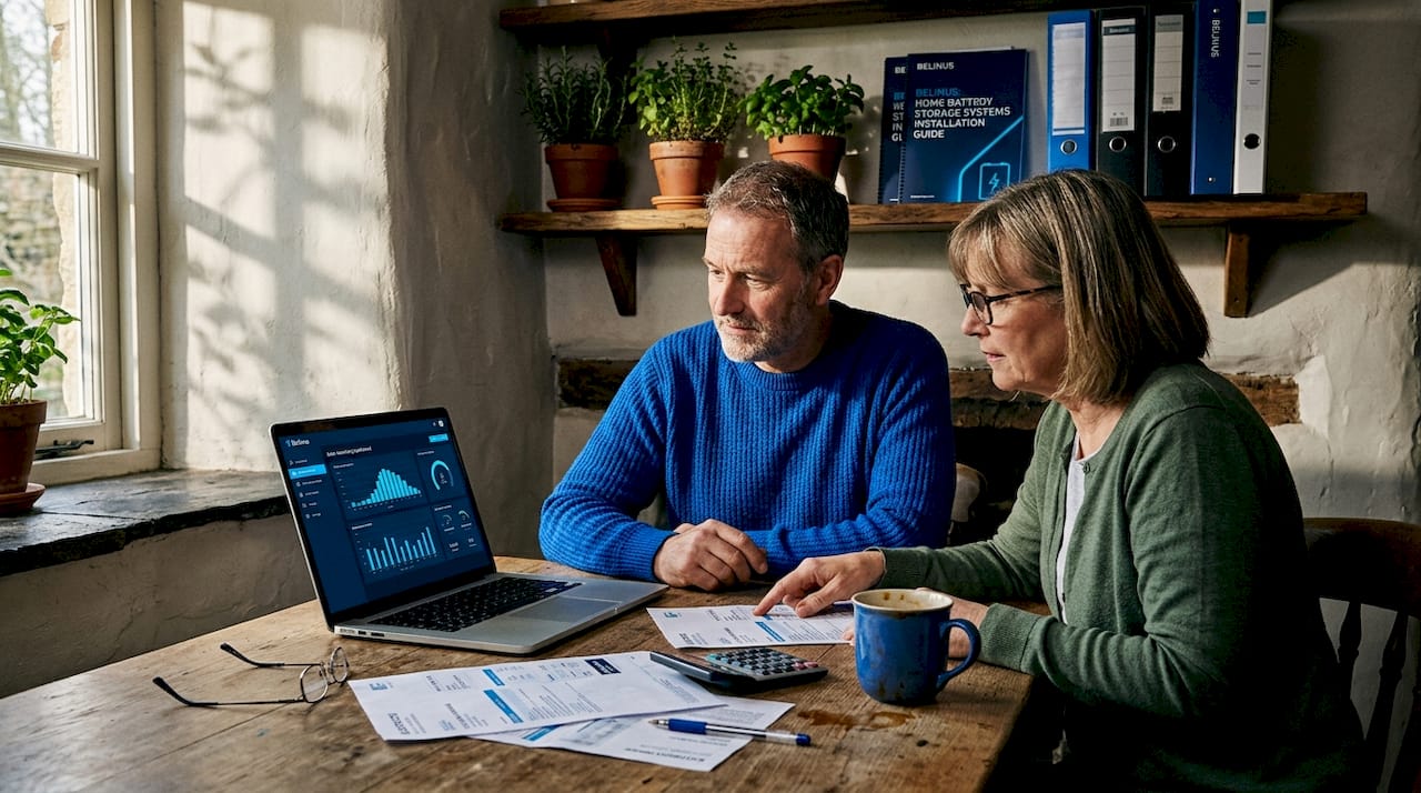 Couple planning off-grid solar usage
