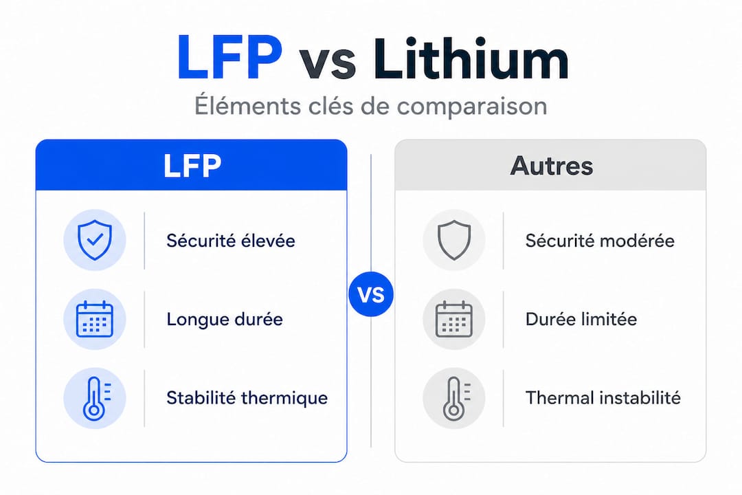 Comparatif visuel entre les batteries LFP et les autres technologies de stockage d’énergie