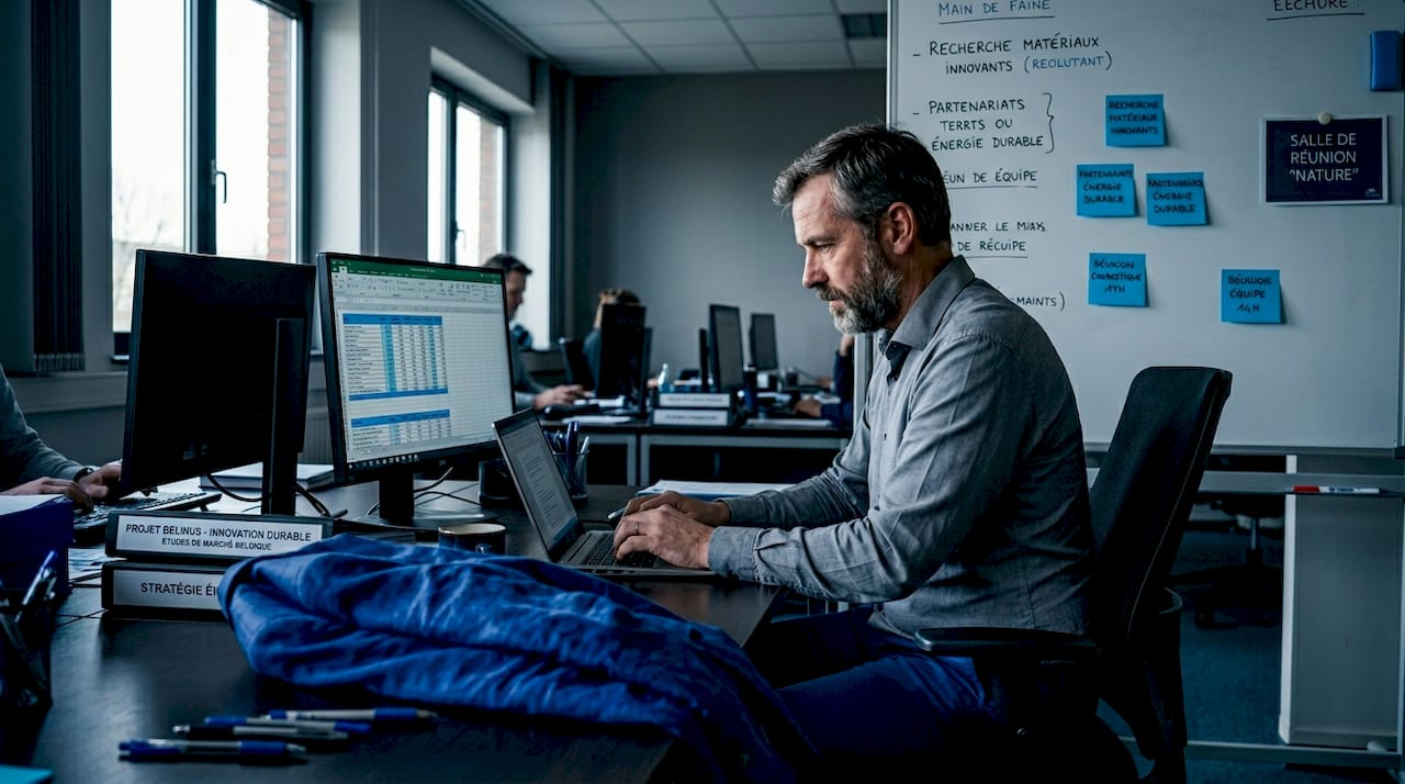 Un homme s'occupe de la modernisation énergétique au bureau d'une PME.