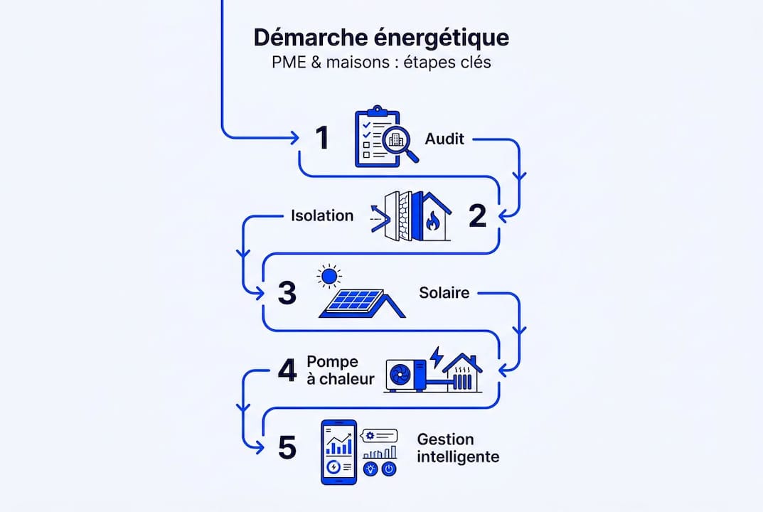 Infographie : les bonnes pratiques pour améliorer l’efficacité énergétique dans les PME et à la maison