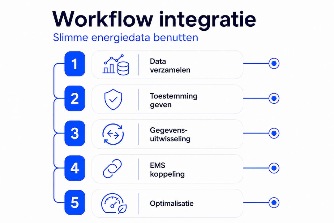 Stappenplan voor de integratie van energie-workflows in een overzichtelijke infographic