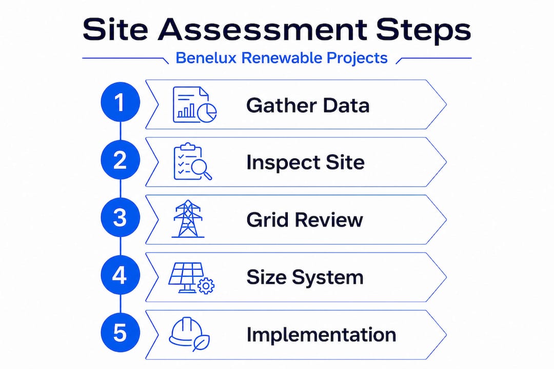 Infographic outlining steps for site renewable assessment