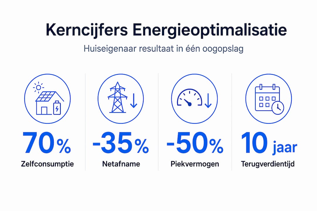 Overzichtelijke infographic met belangrijkste cijfers en KPI’s rondom energieverbruik en optimalisatie