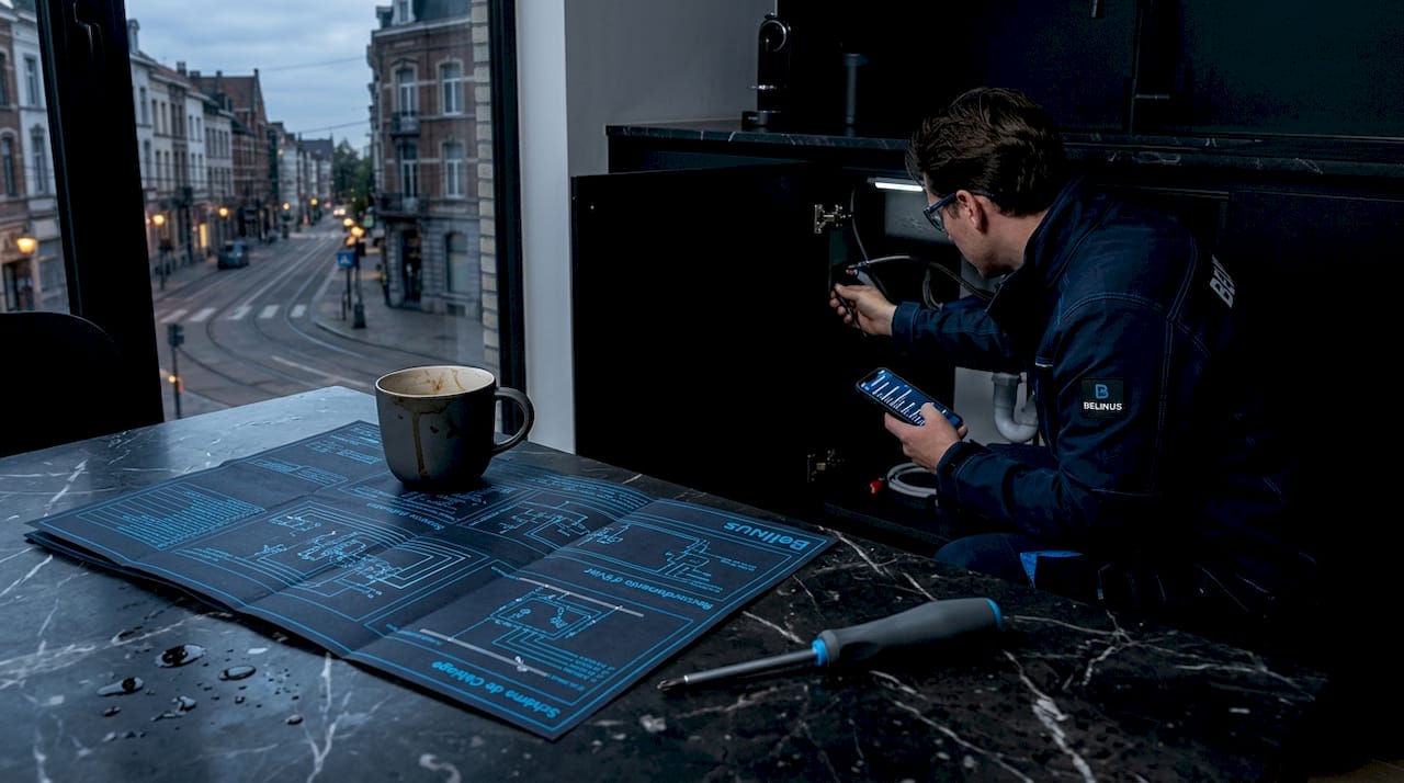 Un technicien procède à la vérification de l’installation d’une borne de recharge à domicile.