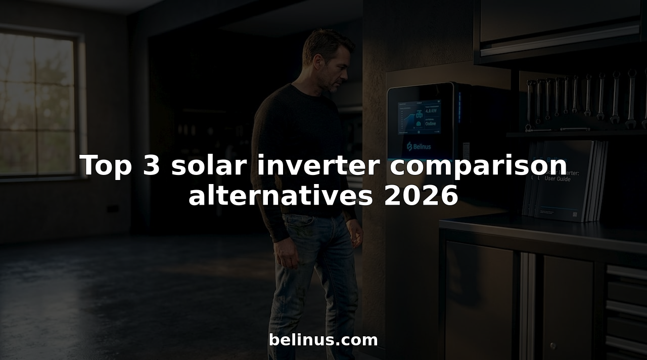 Homeowner inspecting solar inverter in garage