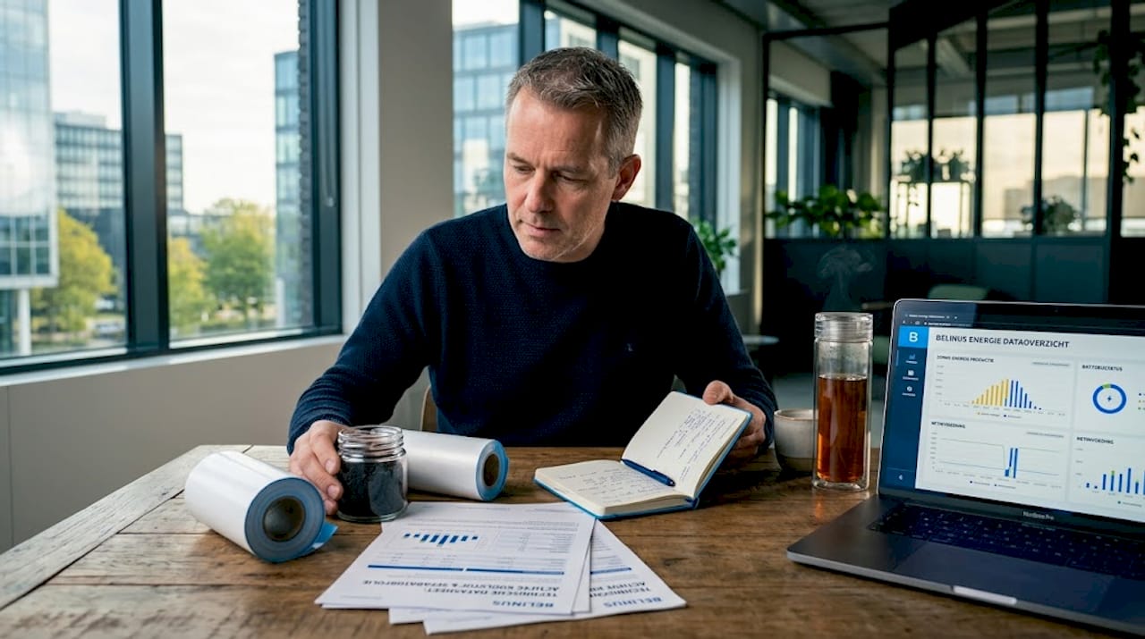 Een technicus onderzoekt materialen voor supercondensatoren.