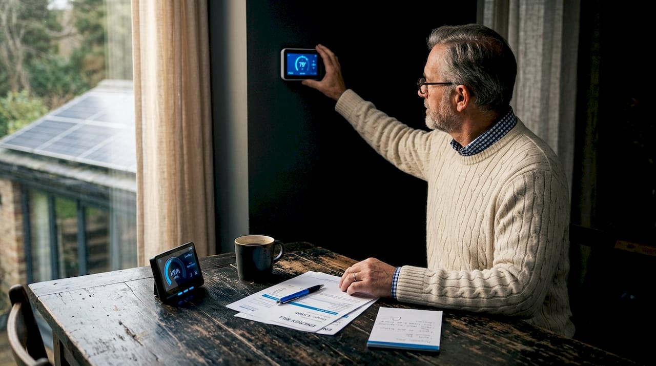 Homeowner adjusting smart energy controls