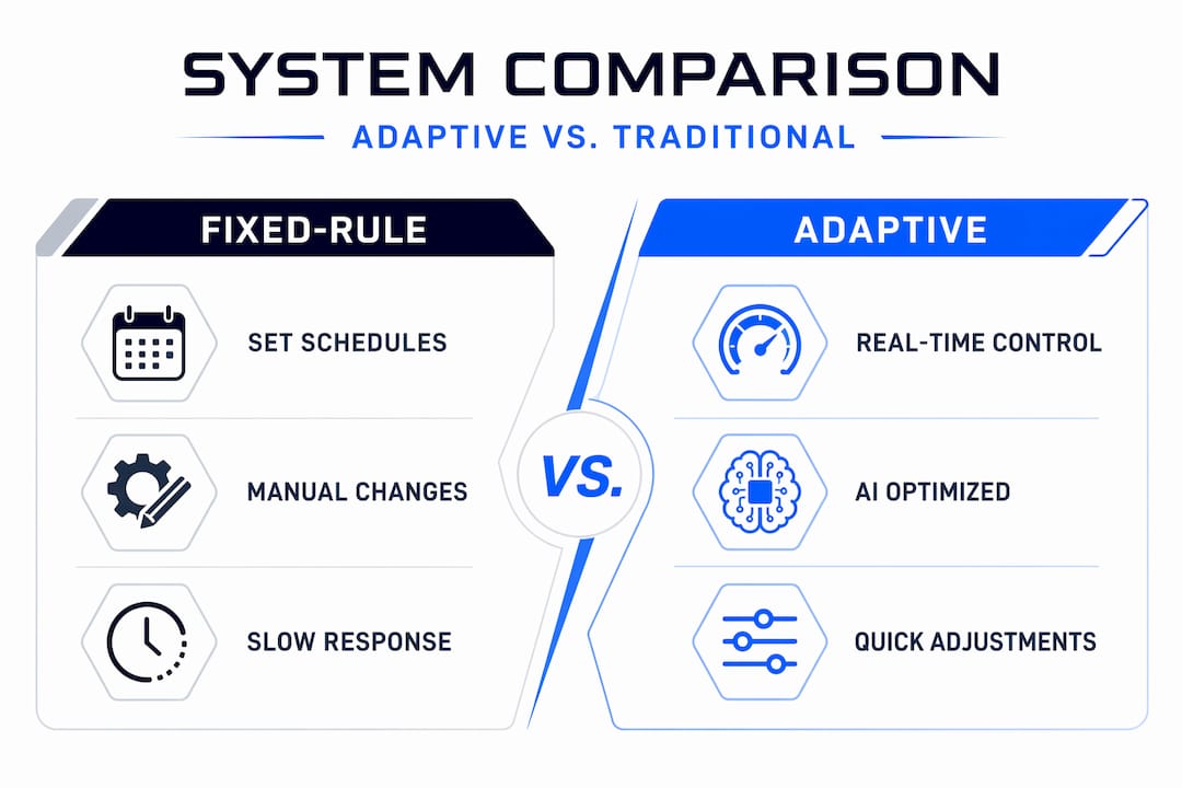 Infographic comparing adaptive and fixed energy