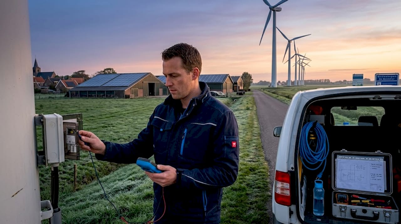 Monteur voor windturbines en zonne-energie-installaties in Nederland