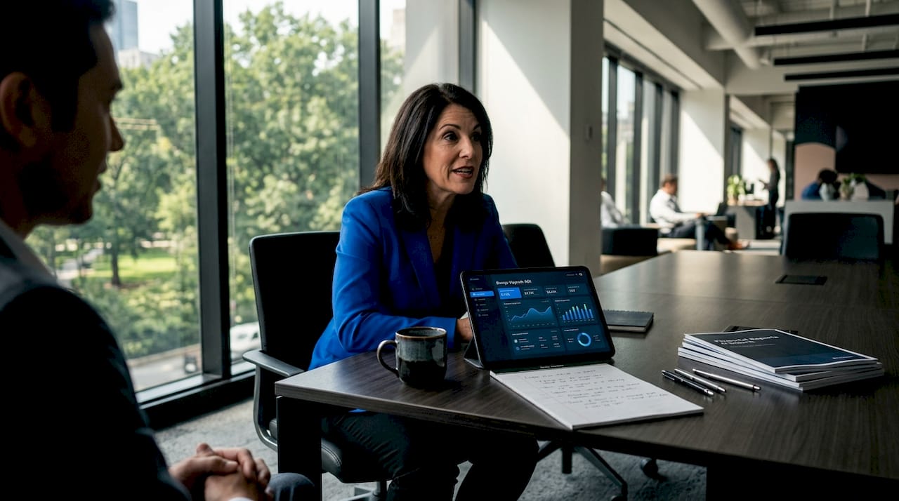 CFO reviewing energy upgrade strategy