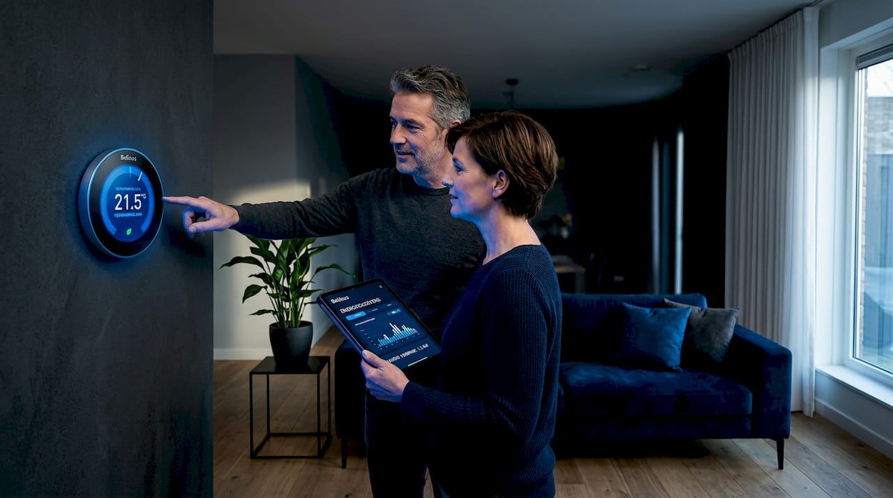 Stel dat je samen met je partner de slimme thermostaat in huis instelt om het lekker comfortabel te maken.