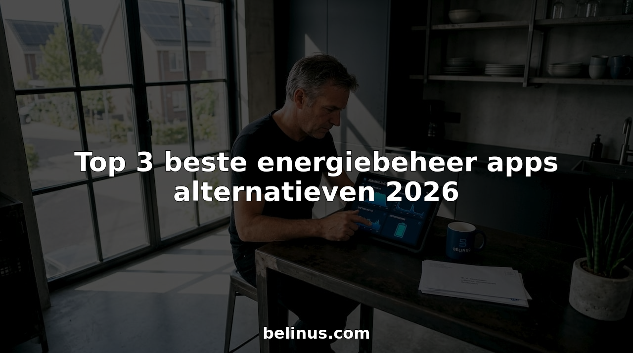 Man zit aan de keukentafel en bekijkt zijn energieverbruik op een app.