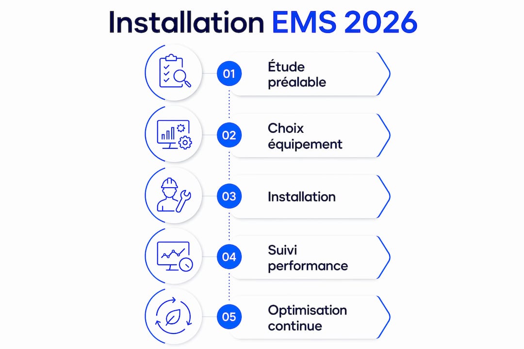 Infographie : les étapes clés pour installer un système de gestion de l’énergie (EMS) et les avantages à en tirer