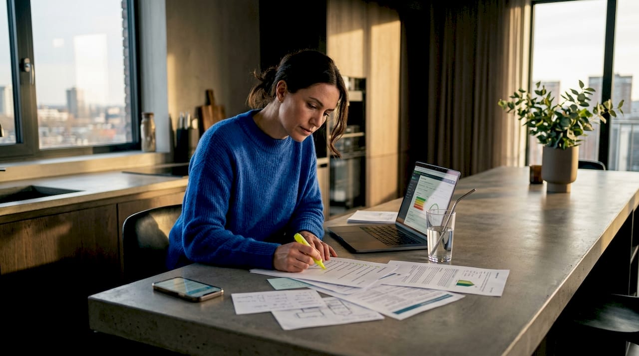 Energy consultant reviewing home audit checklist