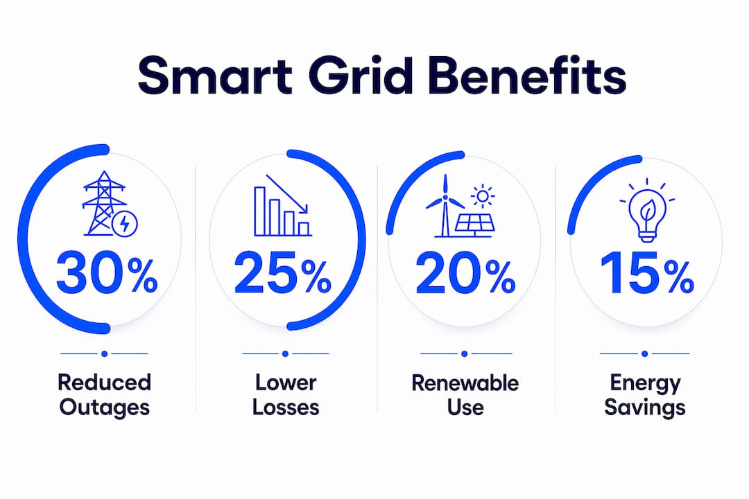 Infographic showing key smart grid benefits
