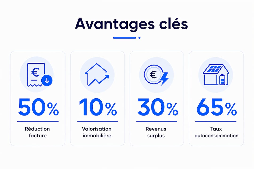 Visuel synthétique présentant les principaux atouts de l’autoconsommation