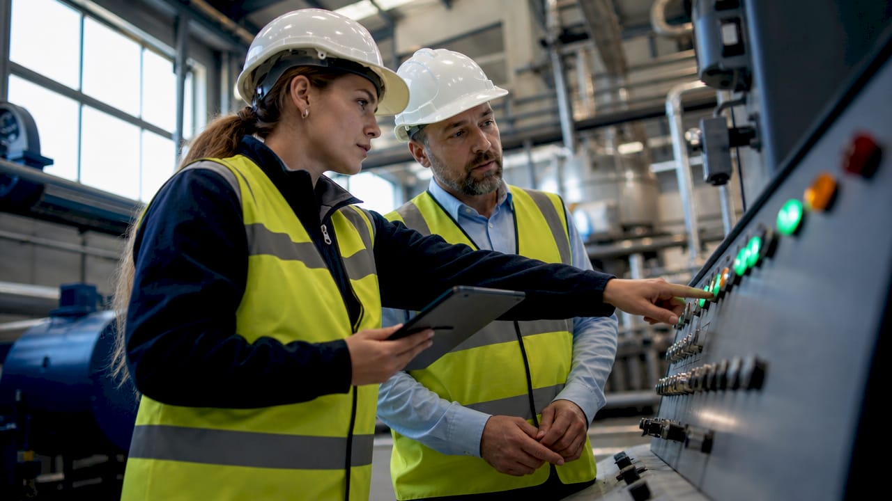 Productieleider houdt toezicht op het energieverbruik binnen de fabriek