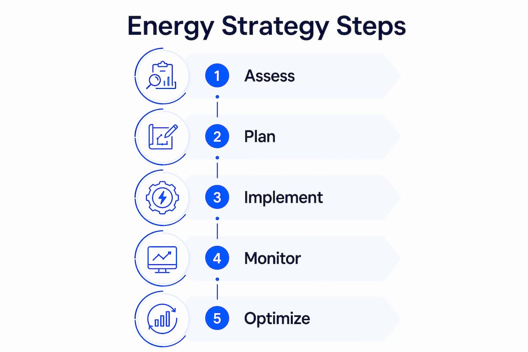 Infographic outlining energy strategy steps