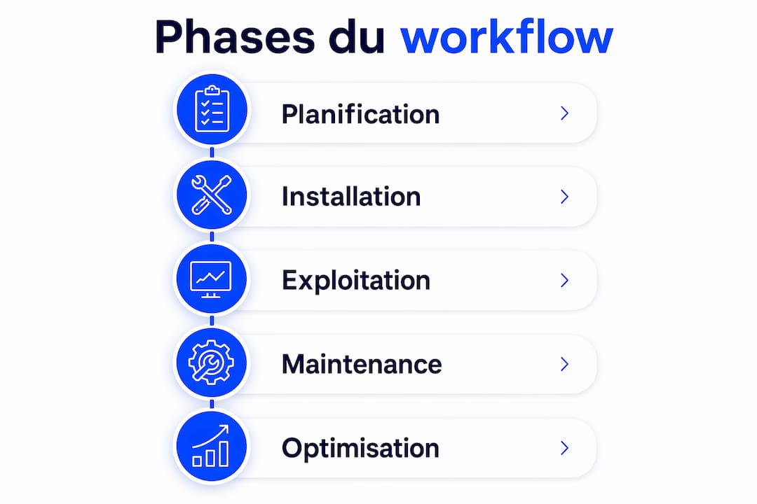 Infographie illustrant les différentes étapes énergétiques d’un processus de travail